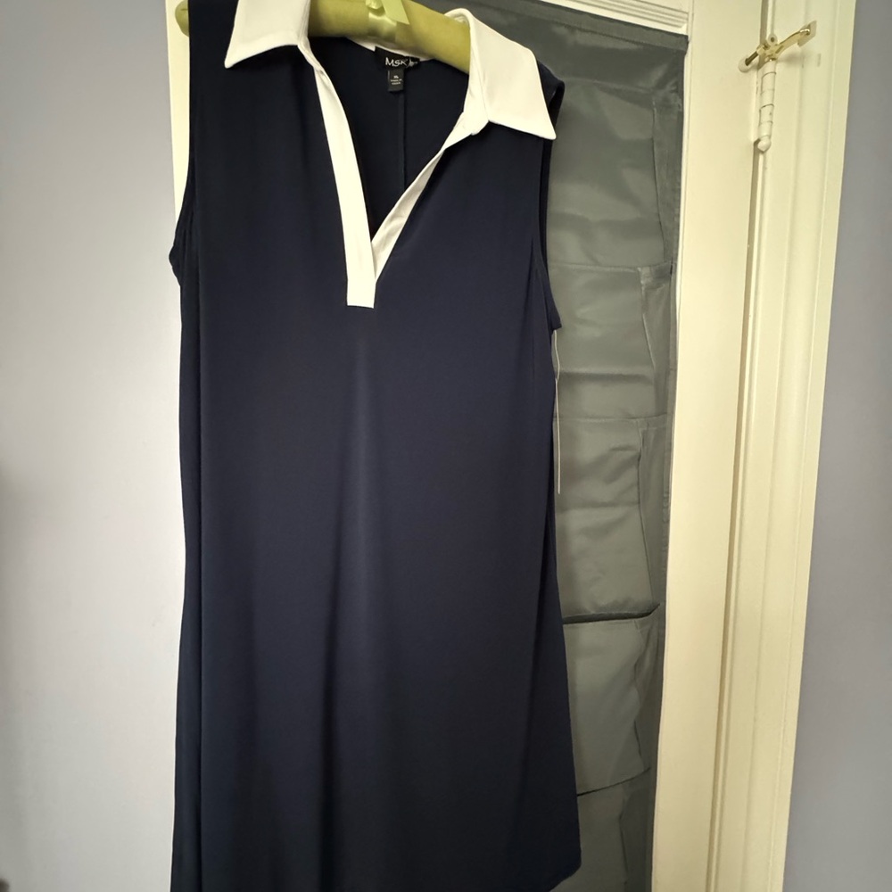 MSK Navy Dress with White Accent